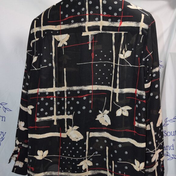 Alfred Dunner Collared Long Sleeve, Button Front Blouse, Size 18 - Picture 2 of 15